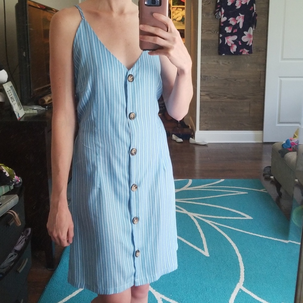 Blue pinstripe dress